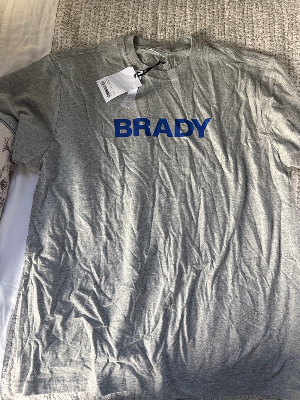 BRADY Short-Sleeve Gray Tee with Blue Logo
